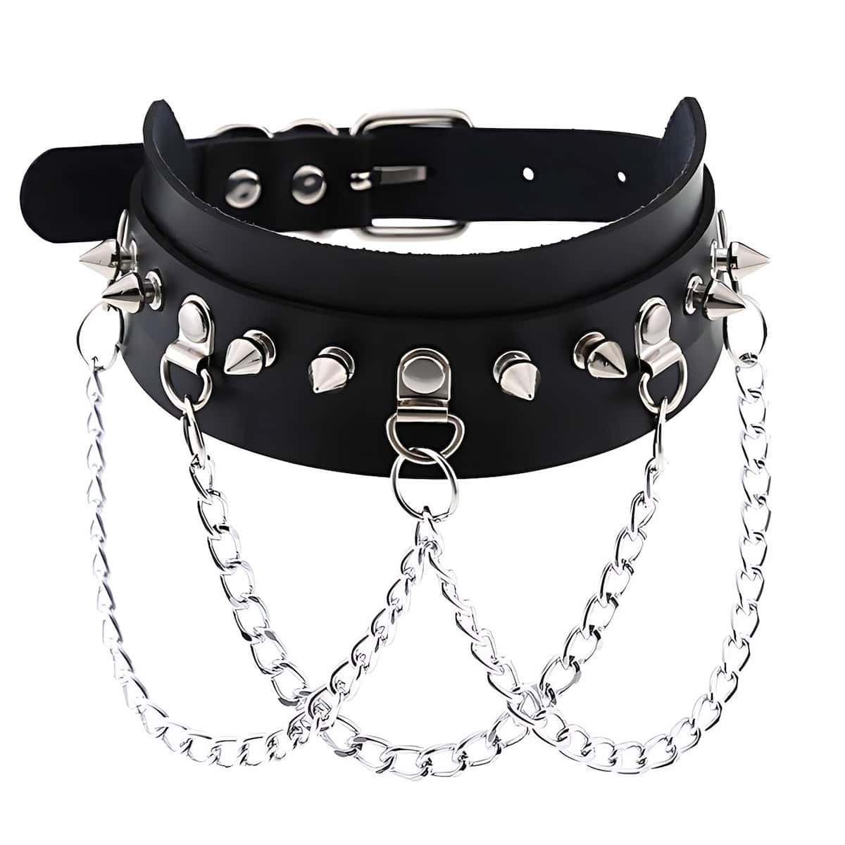 Leather Gothic Choker Collar Style SCLT Xenos Jewelry
