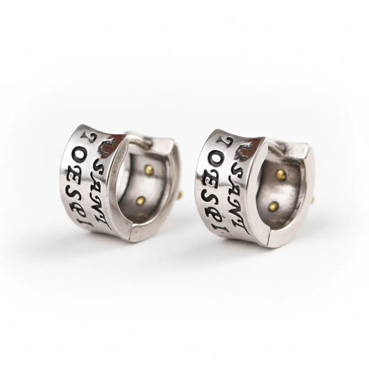 Letter Cross Huggie Hoop Earrings Back