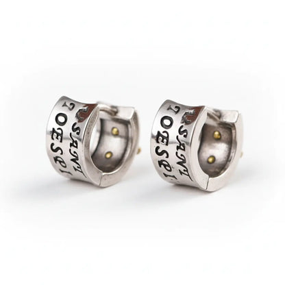 Letter Cross Huggie Hoop Earrings Back