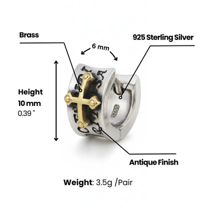 Letter Cross Huggie Hoop Earrings Dimensions and Weight