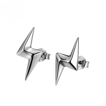 Lightning bolt stud earrings 925 silver front side