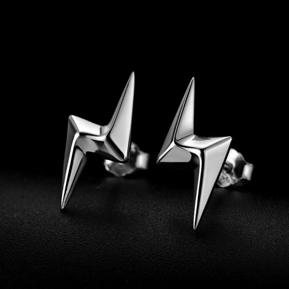 Lightning bolt stud earrings 925 silver