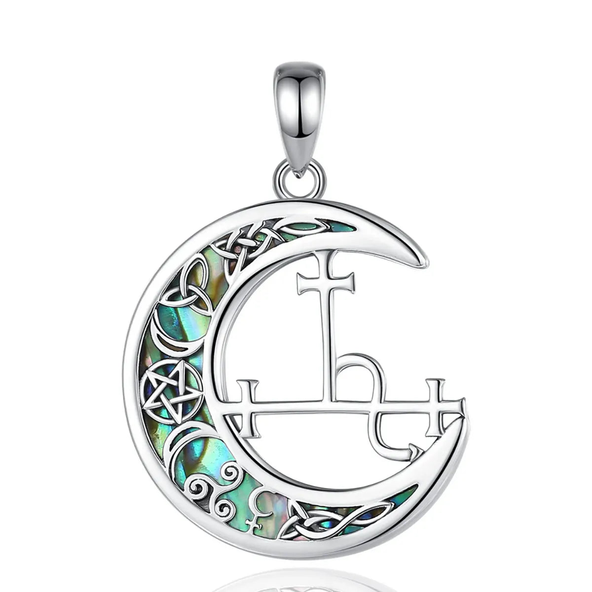 Lilith Sigil Necklace with Celtic Abalone Crescent Moon Pendant Only