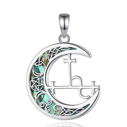 Lilith Sigil Necklace with Celtic Abalone Crescent Moon Pendant Only