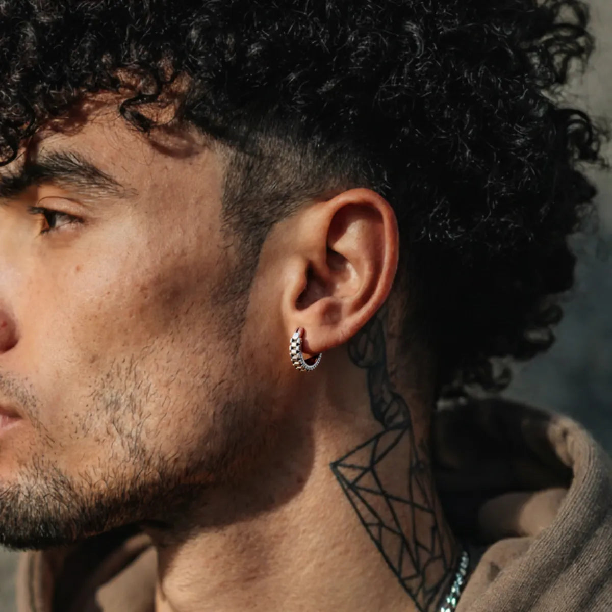 Link Hoop Earrings Worn by Male Model