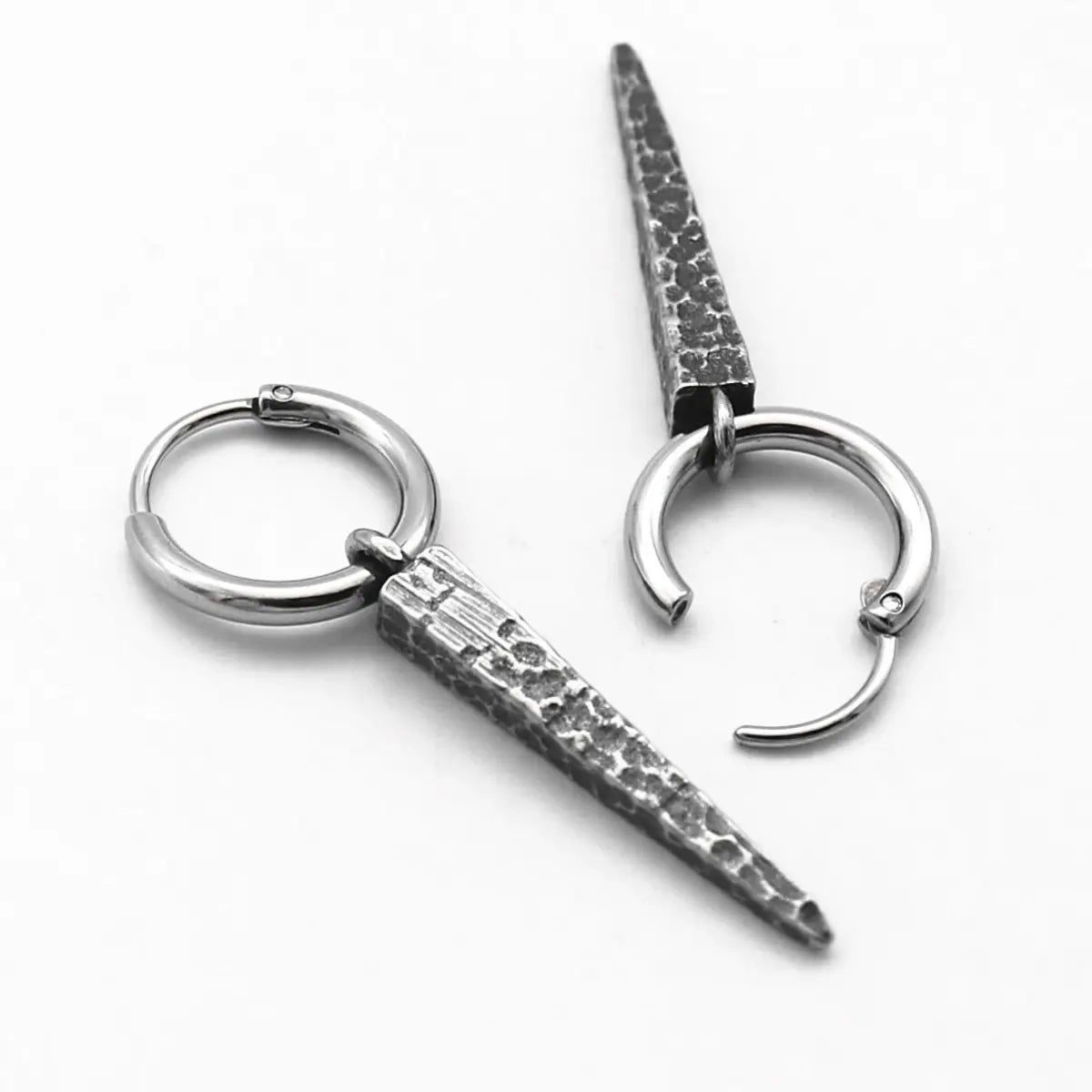 Long Spike Dangle Hoops Details