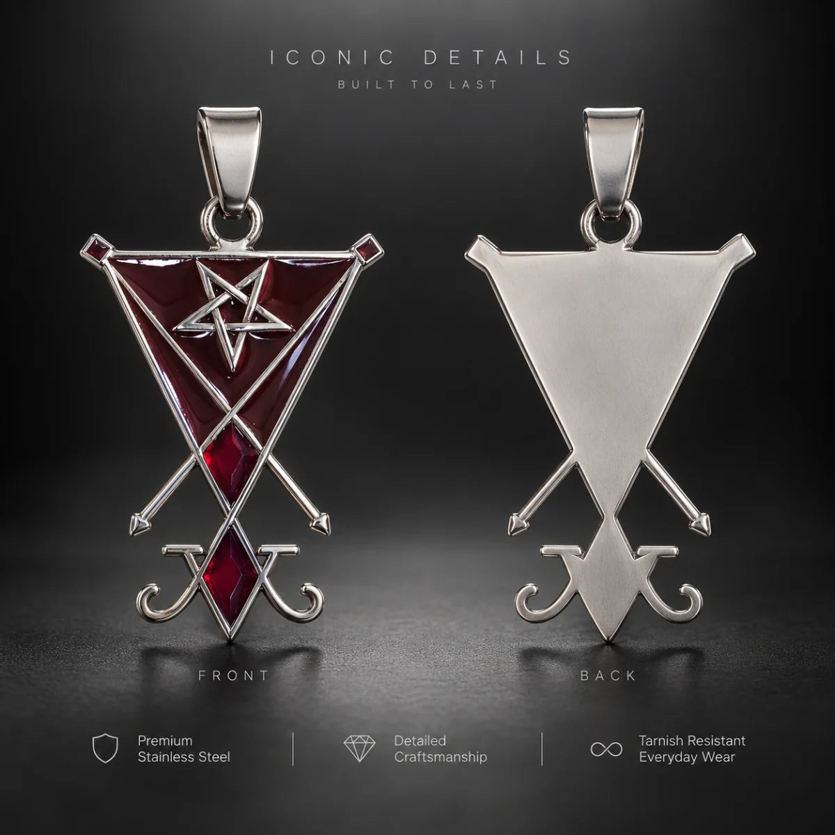 Lucifer Sigil Necklace Front and Back Feature Showcase