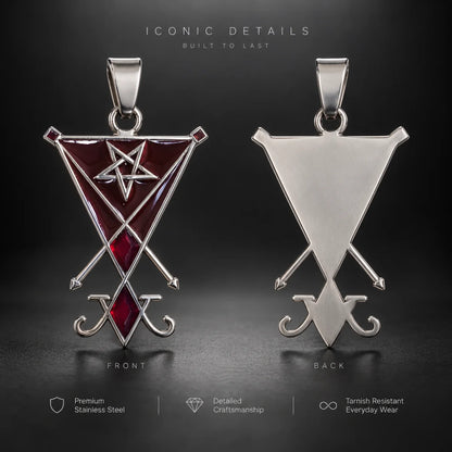 Lucifer Sigil Necklace Front and Back Feature Showcase