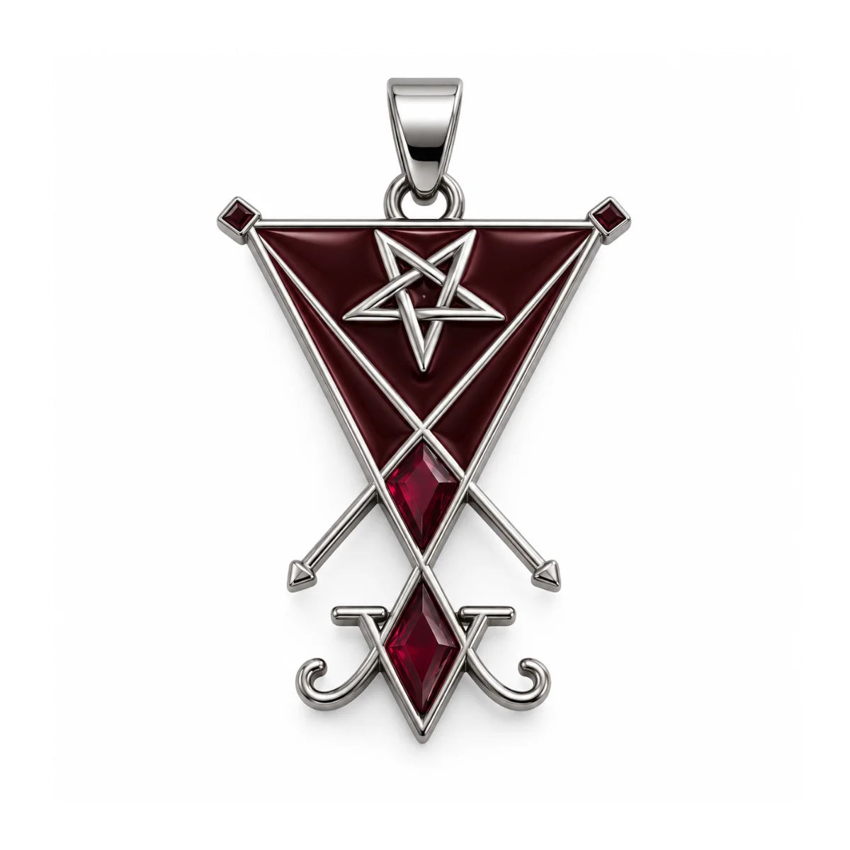 Lucifer Sigil Necklace Pendant Detail View White Background