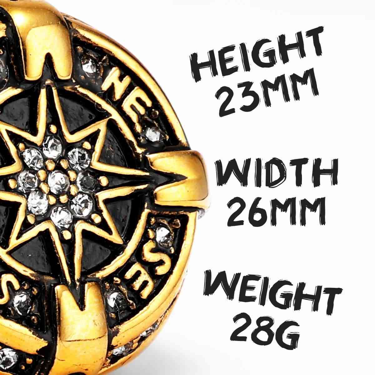 Luxury Compass Ring with Rhinestone Gold Black Details Xenos Jewelry
