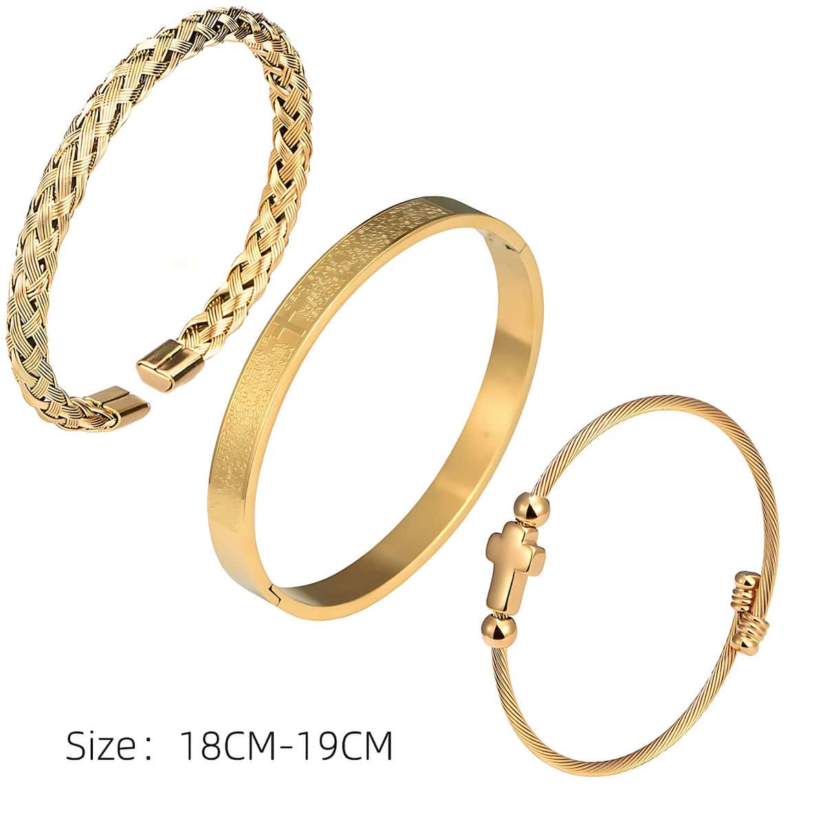 Luxury Set Stainless Steel Mens Scripture Bracelet Gold Xenos Jewelry