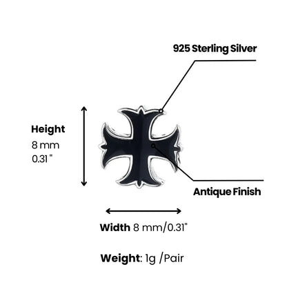 Maltese Cross Stud Earrings Dimensions and Weight