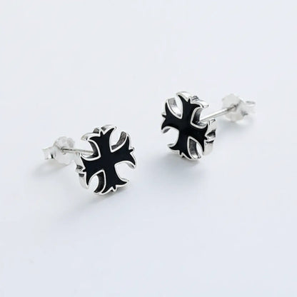 Maltese Cross Stud Earrings Front