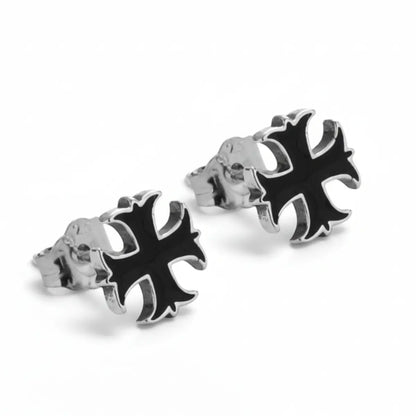 Maltese Cross Stud Earrings Side