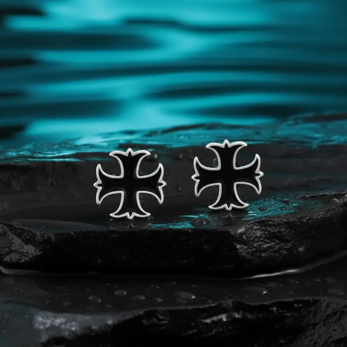 Maltese Cross Stud Earrings