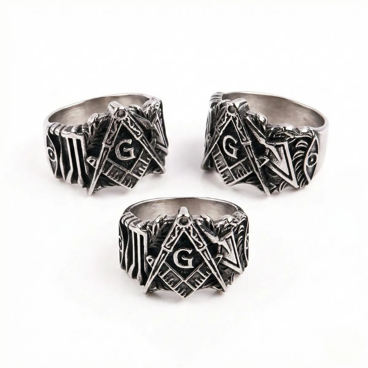 Masonic Biker Ring Multi Angle Details