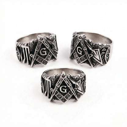 Masonic Biker Ring Multi Angle Details