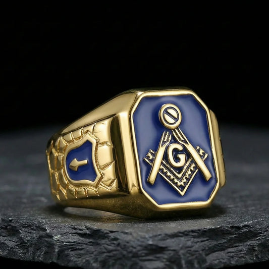 Masonic Blue Enamel Ring