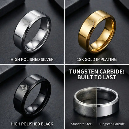 Masonic Tungsten Ring Features