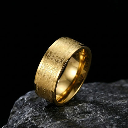 Masonic Wedding Band 8mm Gold
