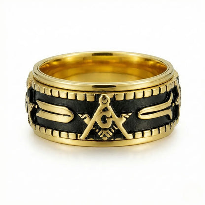 Masonic Working Tools Spinner Ring Gold Details