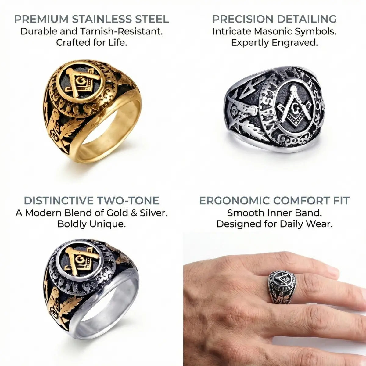 Master Mason Degree Rings Features
