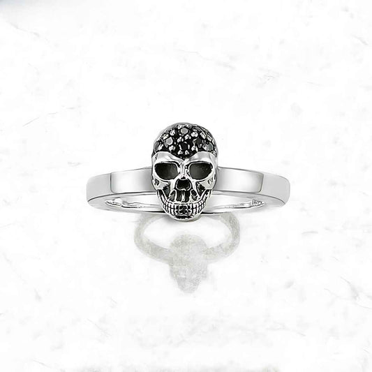 Medium Skull Engagement Ring Sterling Silver Xenos Jewelry