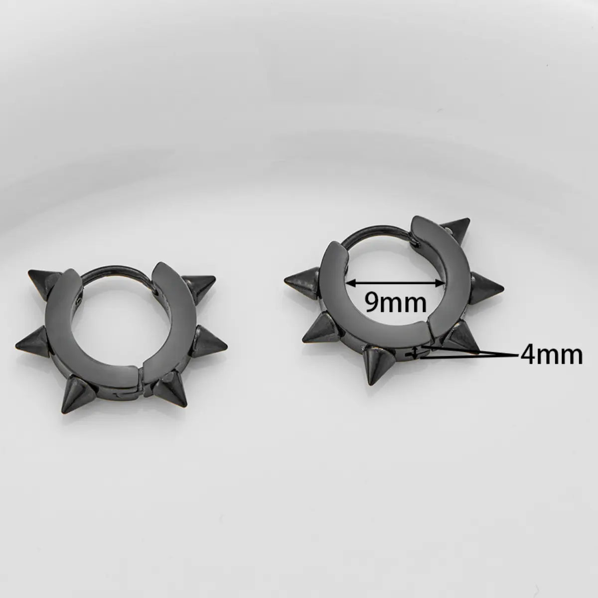 Medium Spike Hoop Earrings Black Details