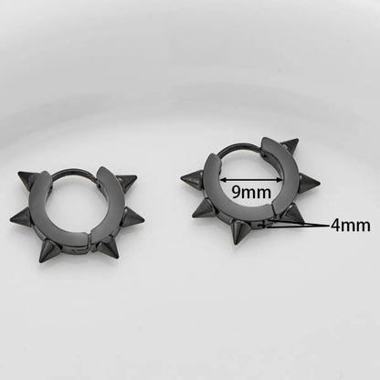 Medium Spike Hoop Earrings Black Details