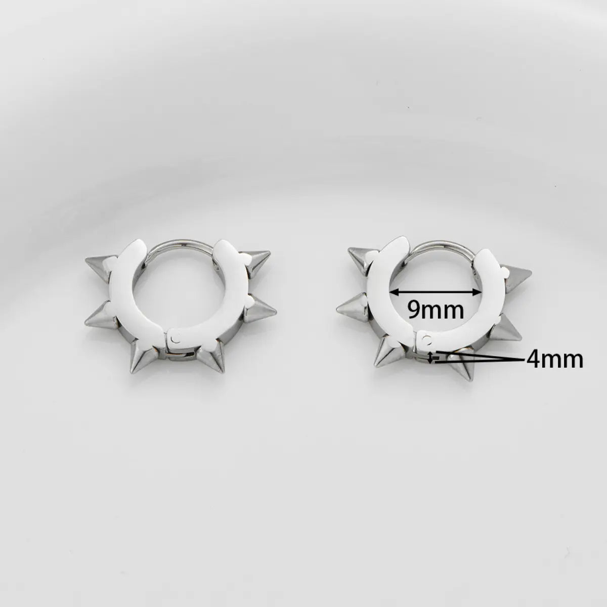 Medium Spike Hoop Earrings Silver Details