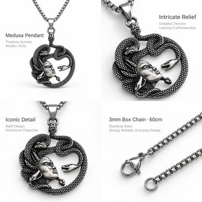 Medusa Snake Necklace Multi Angle Product Feature Showcase
