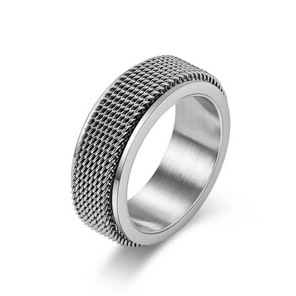 Men‘s 8mm Silver Mesh Fidget Ring