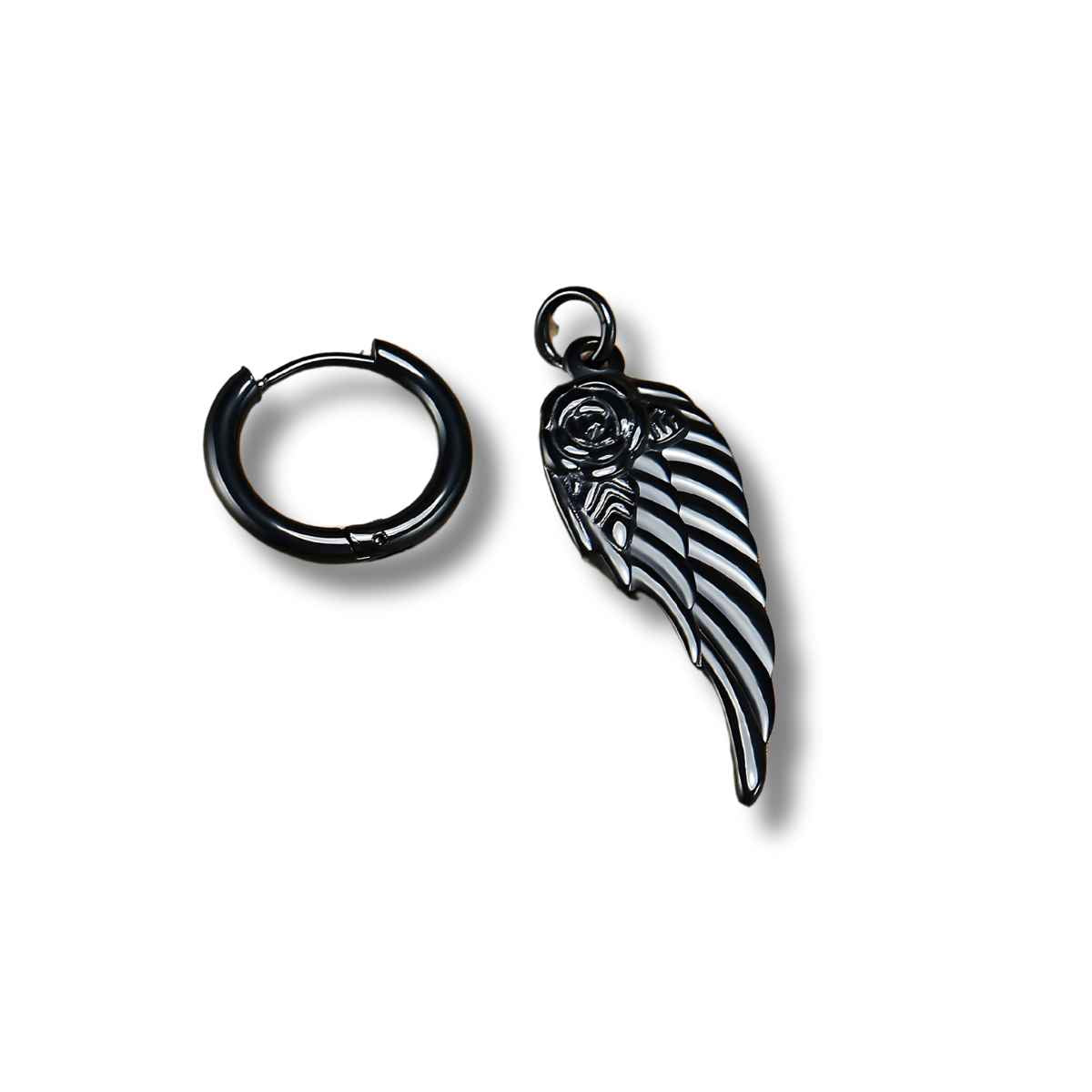 Men s Angel Wing Hoop Earrings Stainless Steel