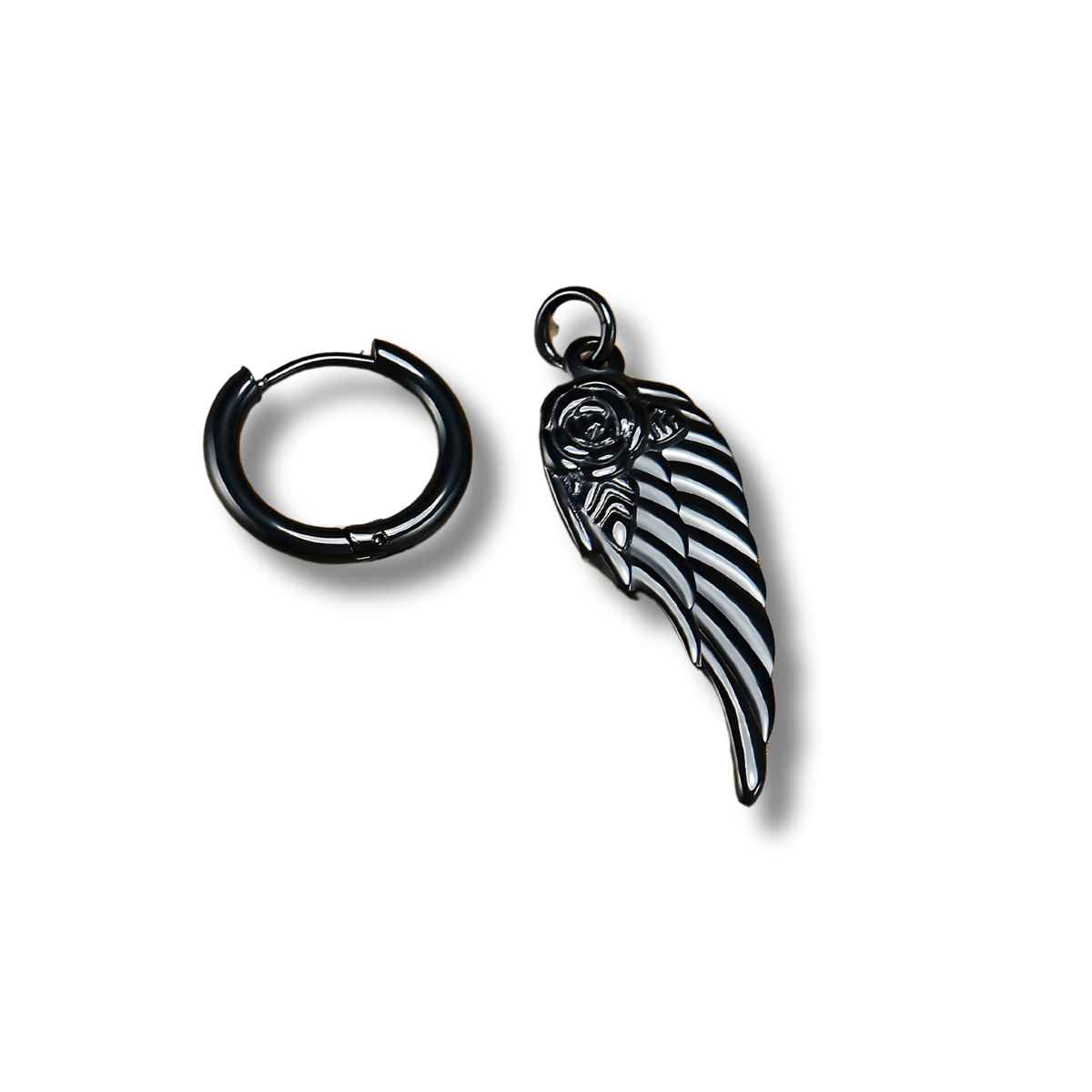 Mens Angel Wing Hoop Earrings Xenos Jewelry