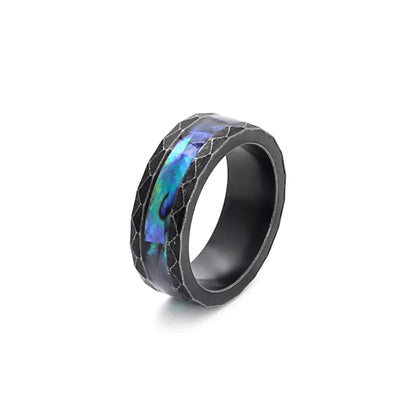 Men’s Black Faceted Abalone Ring Details