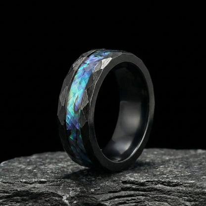 Men’s Black Faceted Abalone Ring