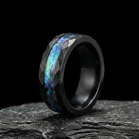 Men’s Black Faceted Abalone Ring