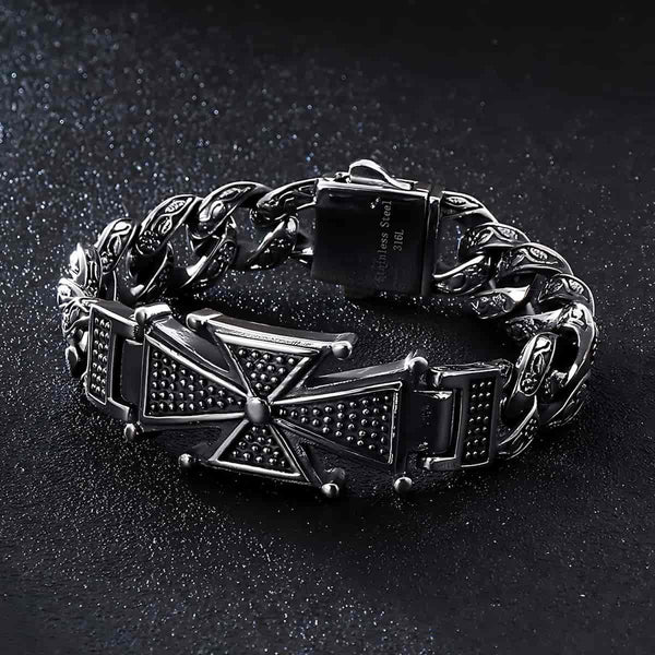 Mens-Cross-Bracelet-Silver-