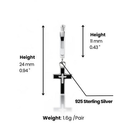 Men's Cross Dangle Earrings Dimensions and Weight