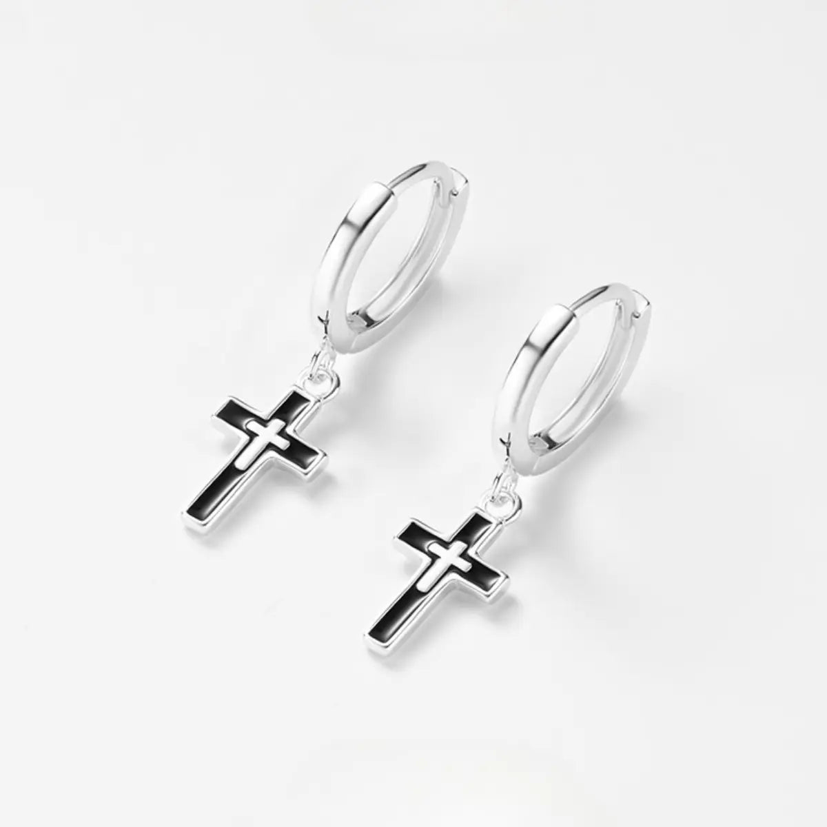 Men's Cross Dangle Earrings Front