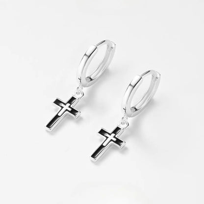 Men's Cross Dangle Earrings Front