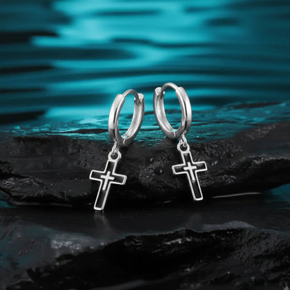 Men's Cross Dangle Earrings