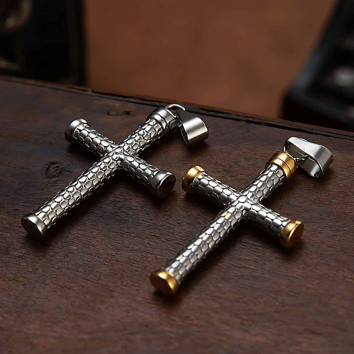 Mens Cross Necklace Stainless Steel Xenos Jewelry
