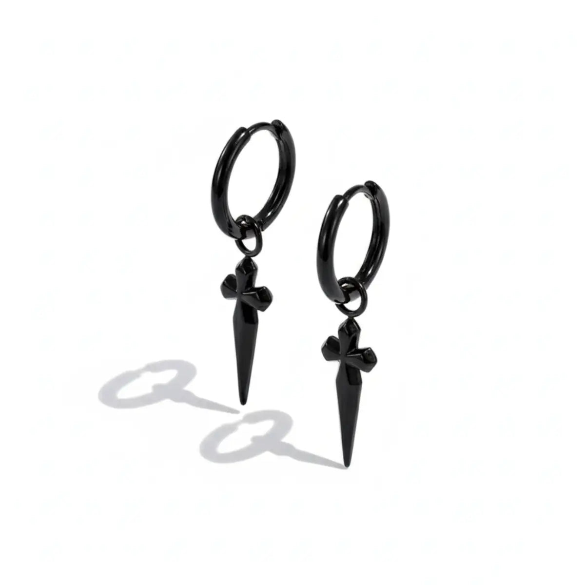 Men's Dagger Earrings Black Details