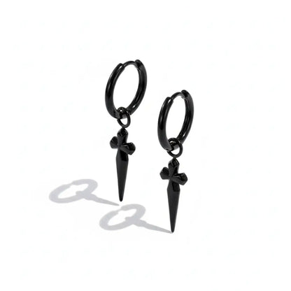 Men's Dagger Earrings Black Details