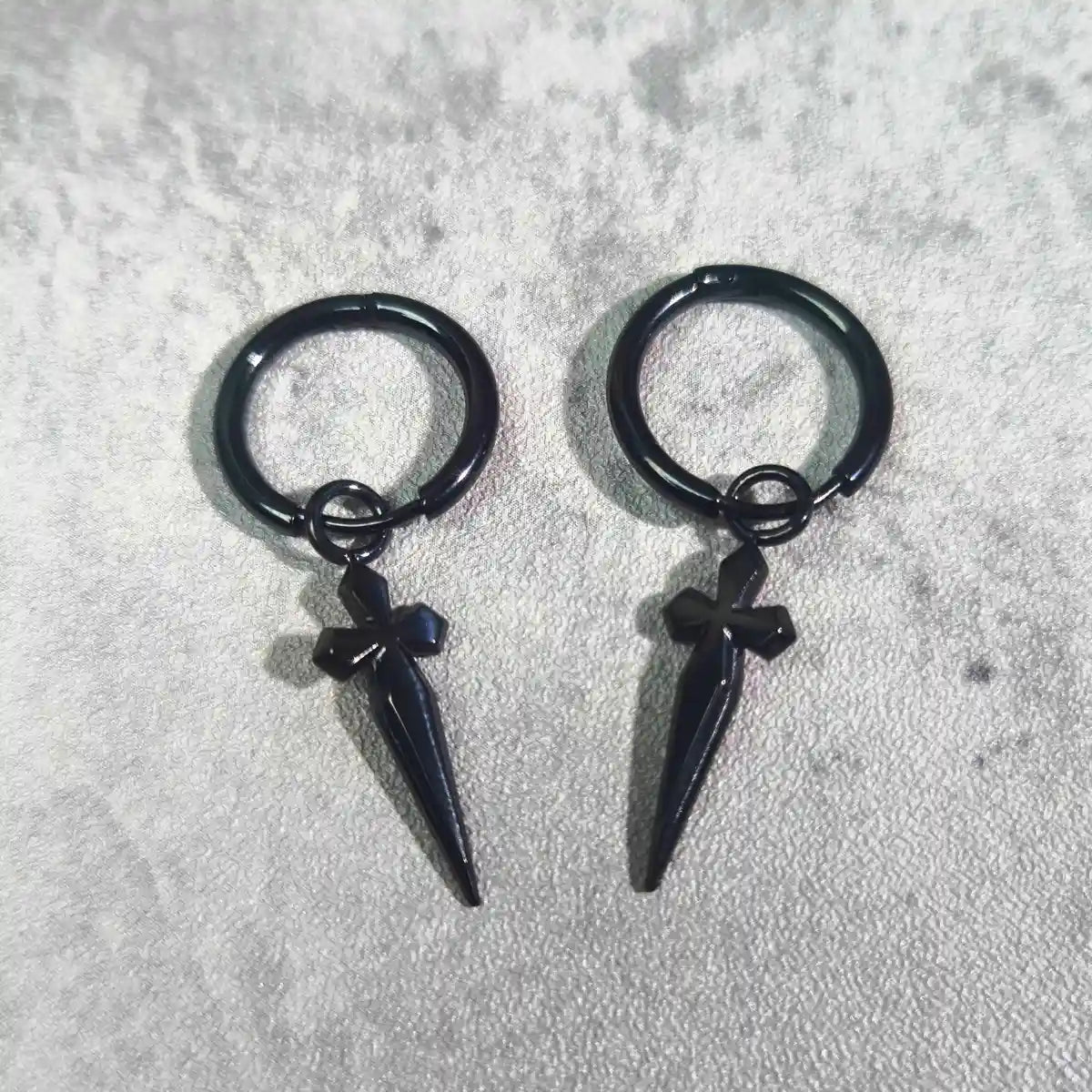 Men's Dagger Earrings - Black - Xenos Jewelry