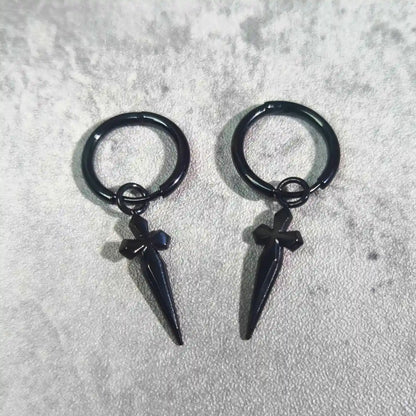 Men's Dagger Earrings - Black - Xenos Jewelry