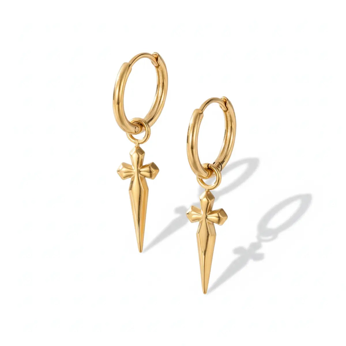 Men's Dagger Earrings Gold Details