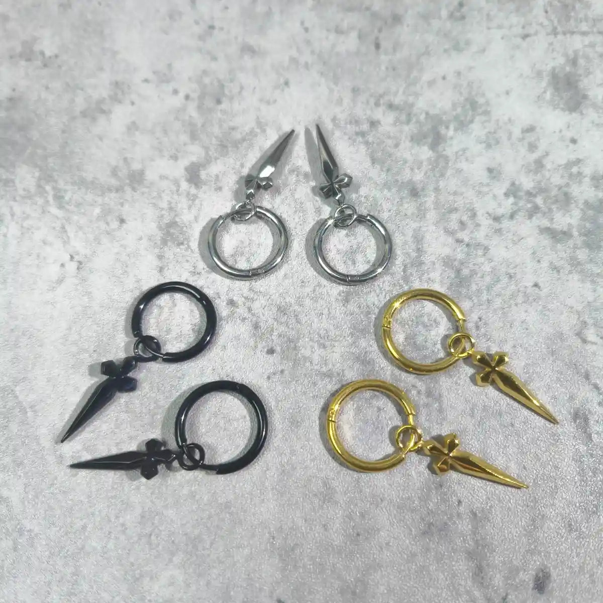 Men's Dagger Earrings Presented Details - Xenos Jewelry