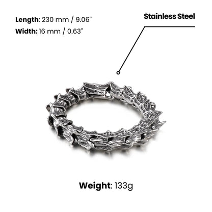 Men's Dragon Bone Bracelet Dimensions and Weight